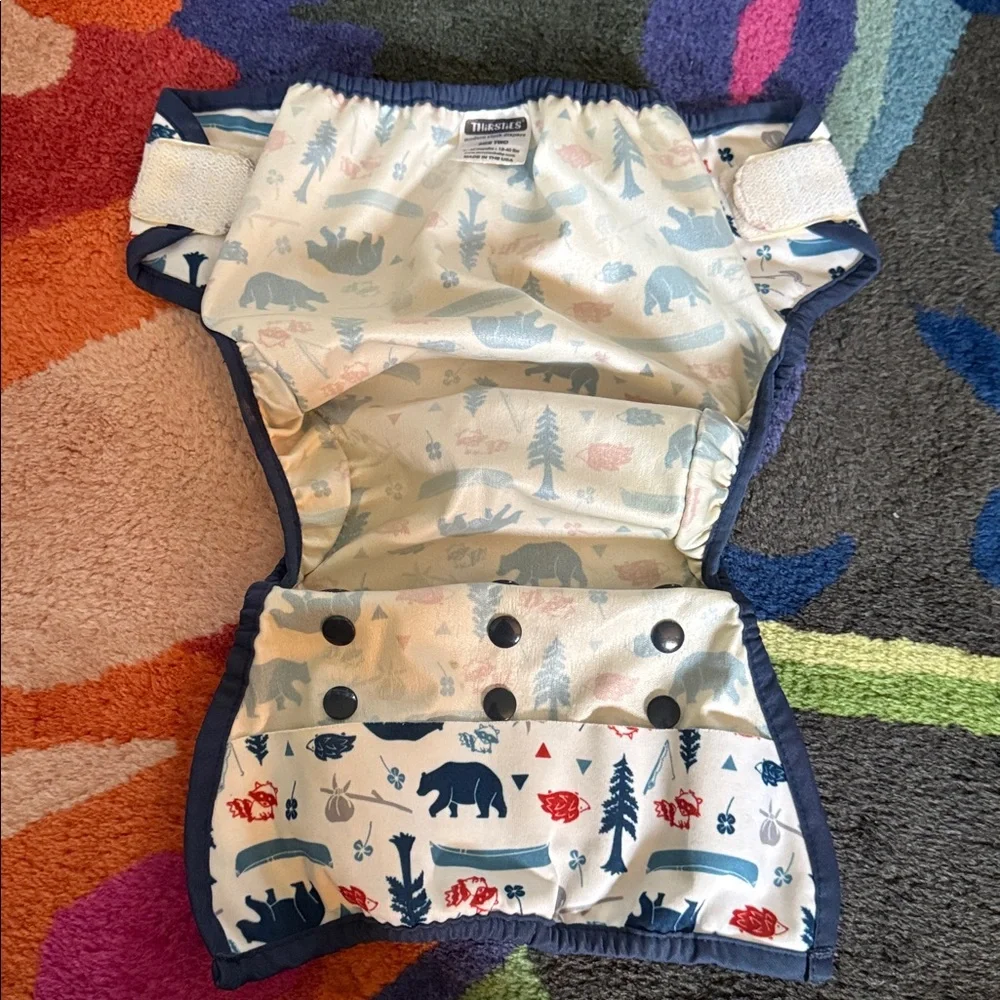 Thirsties diaper cover, GUC, size Two, Velcro closure, adjustable snaps